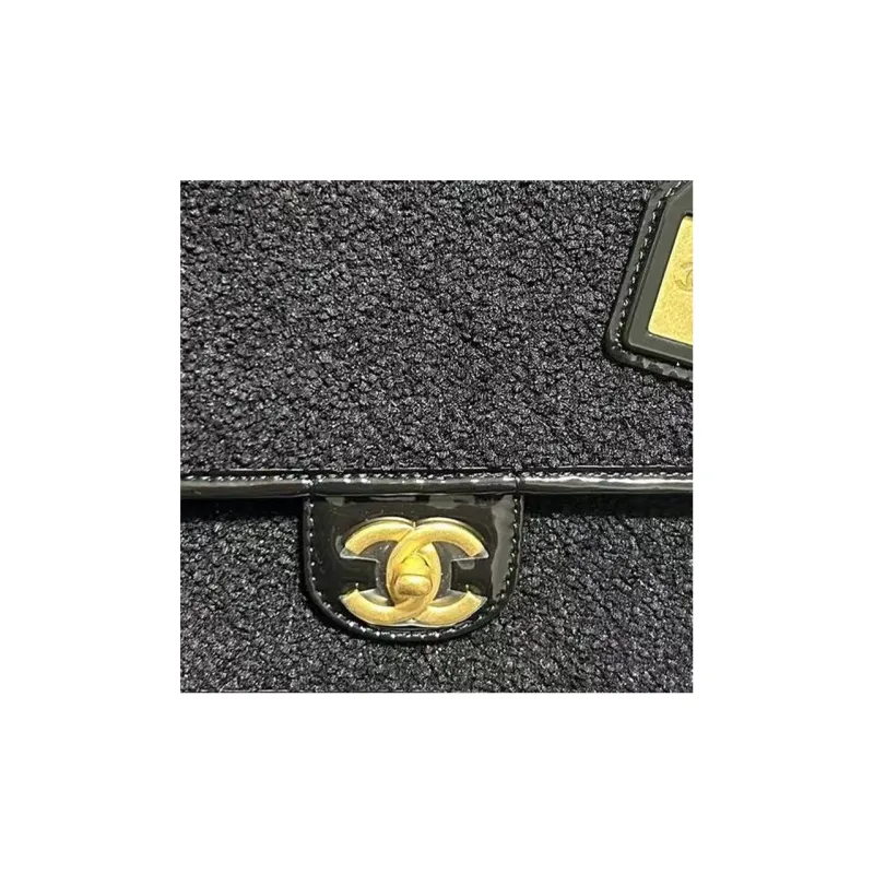 CHANEL Woolen Messenger Bag, Flap Bag, Portable Crossbody Bag, Shoulder Bag Regular Women's Black-3