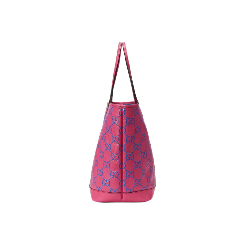 GUCCI Leather Tote Bag, Shopping Bag, Shoulder Bag, Handbag Tubas Women's Fuchsia/Blue-4
