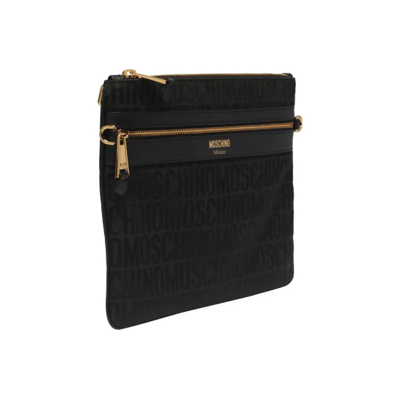 MOSCHINO Fabric With Calfskin Detail Messenger Bag Shoulder Bag Crossbody Bag Men's Black-1