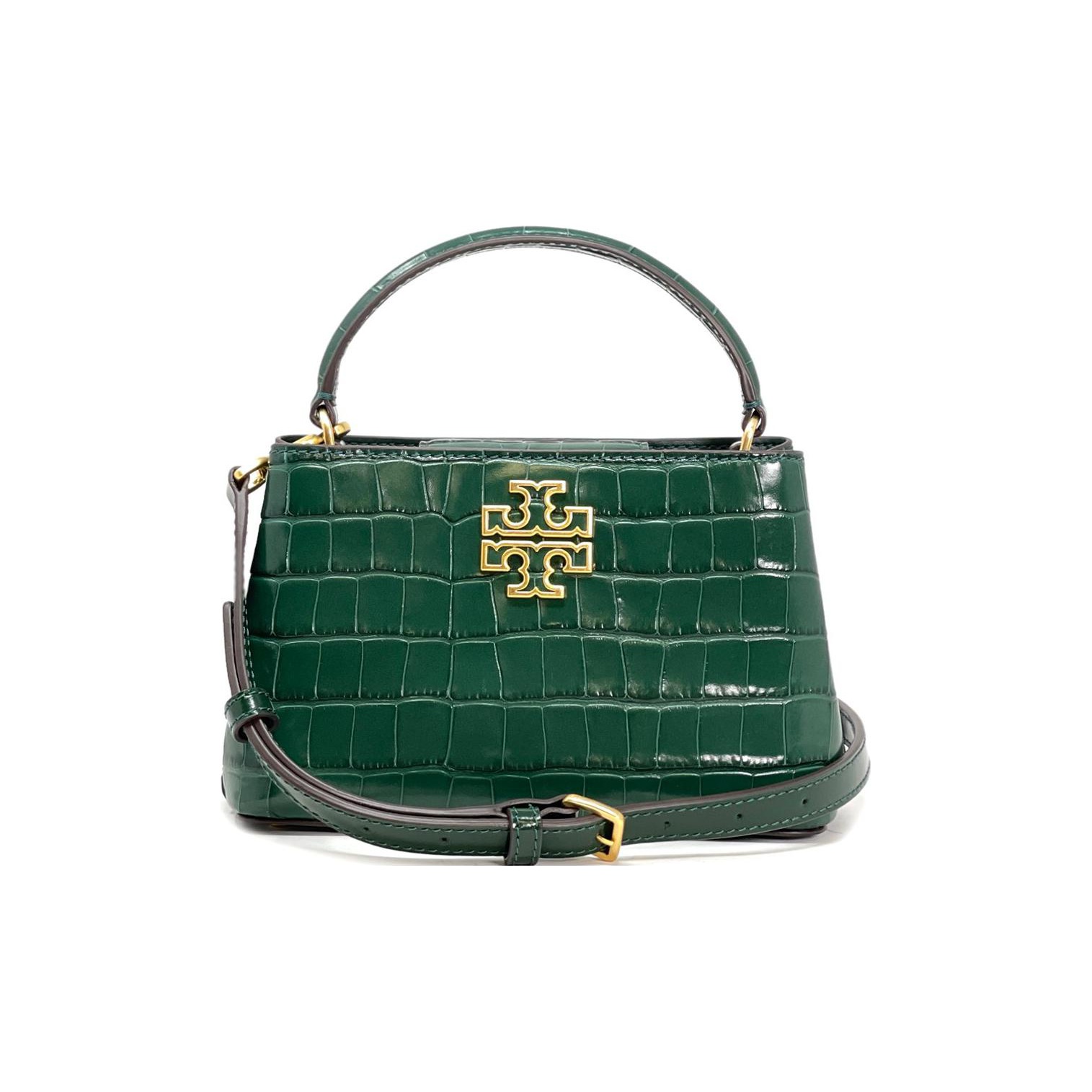TORY BURCH 162445LEE400 関税送料込 Petite Lee Radziwill Croc-Embossed Double Bag, Blue Celadon
