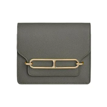 HERMES Roulis Evercolor Calfskin Pig Nose Crossbody Bag Coin Purse Wallet Women's 0L Grismeyer Cumulus Gray