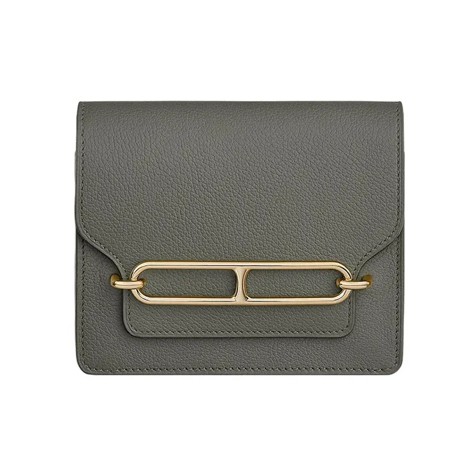HERMES Roulis Evercolor Calfskin Pig Nose Crossbody Bag Coin Purse Wallet Women's 0L Grismeyer Cumulus Gray-0