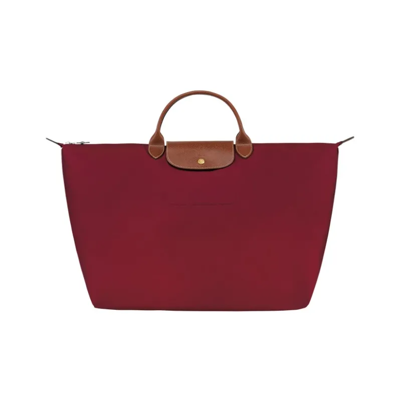 LONGCHAMP Le Pliage Cow Leather Trim Portable One Shoulder Travel Bag Large Size Women's Red-0