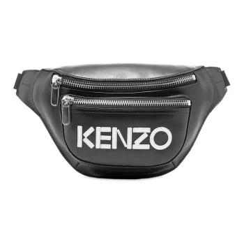 KENZO Leather Crossbody Bag Sling Bag Fanny Pack Men's Black