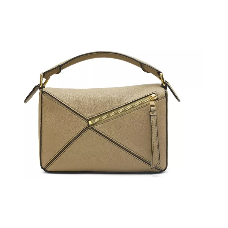 LOEWE Puzzle Bag In Soft Grained Calfskin Small Artichoke Green-3