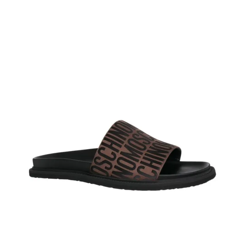 MOSCHINO Monogram-jacquard Slides-1