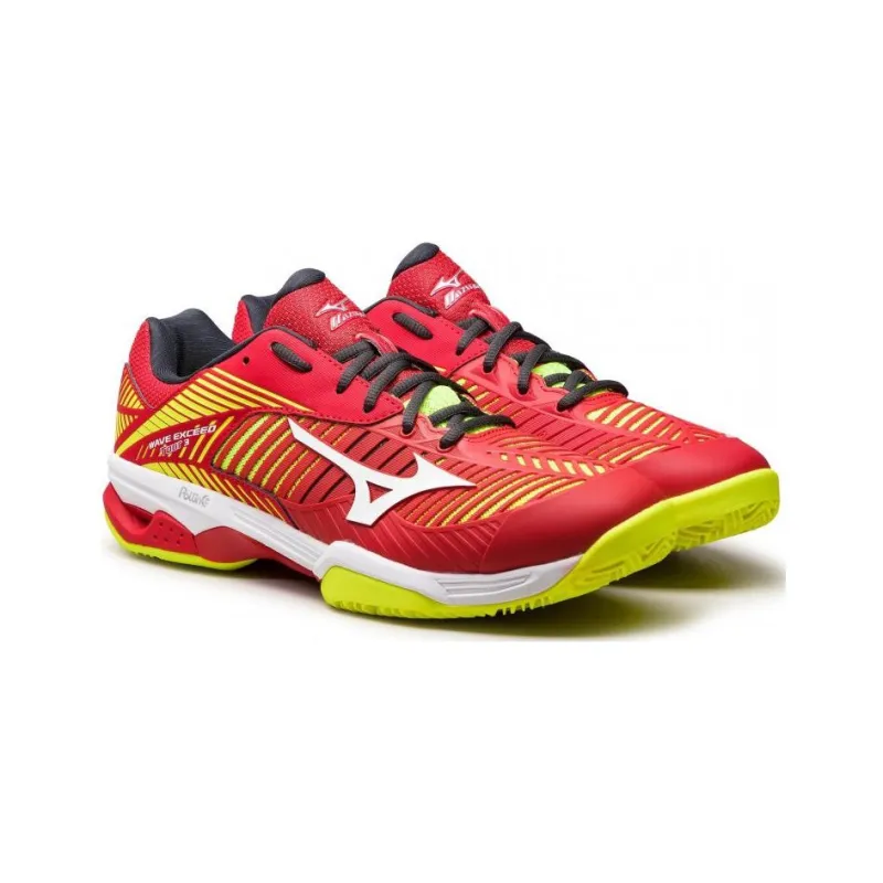 Mizuno Wave Exceed Tour 3cc Anti Slip Wear Resistant Low Top Tennis Shoes Red Yellow White-2