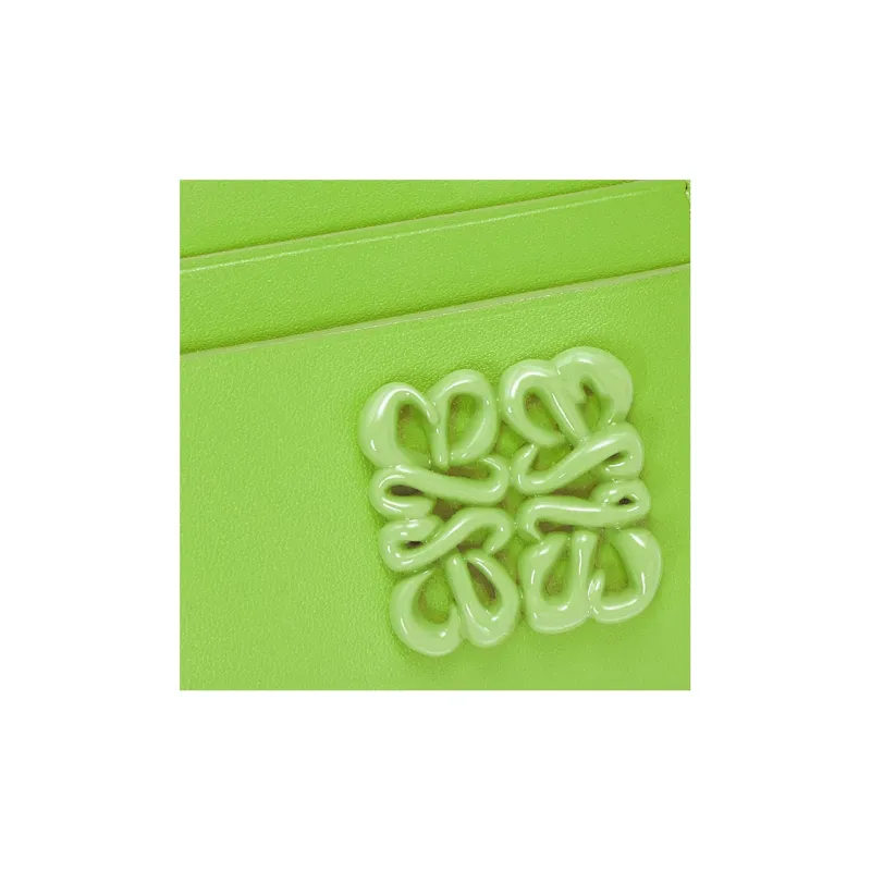 LOEWE Anagram Satin Cow Leather Card Clip Card Holder Women's Turquoise Glaze-3