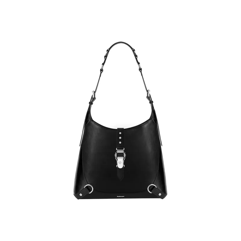 BABAMA Microfiber Synthetic Leather Shoulder Bag Regular Unisex Texture Black-2