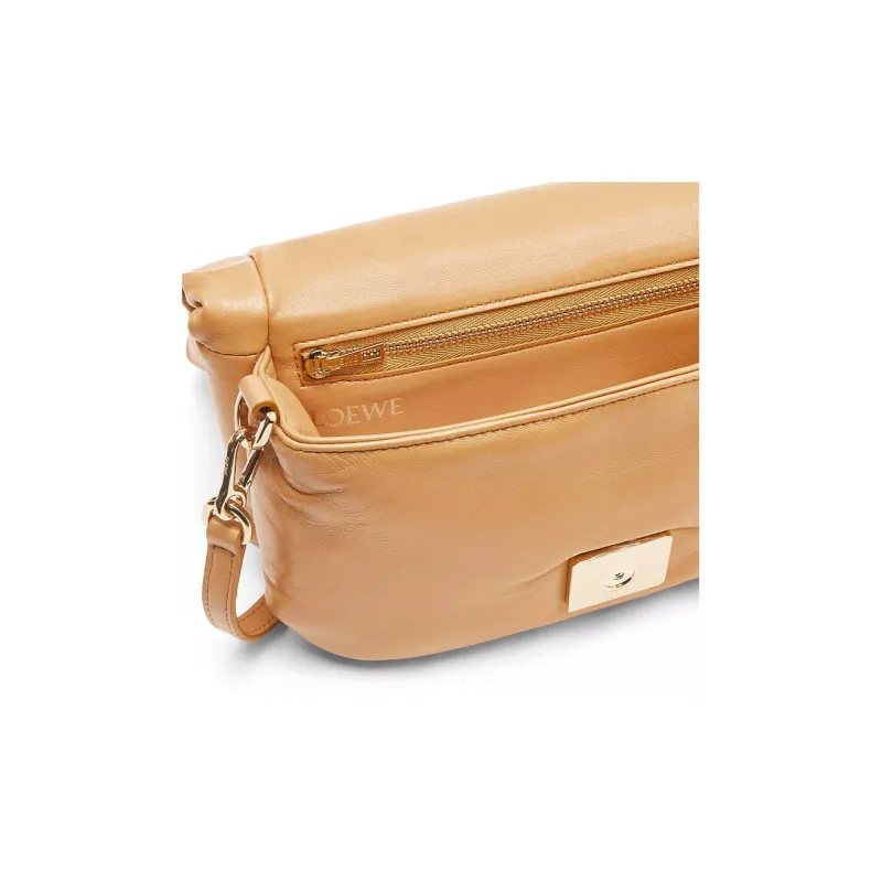 LOEWE Puffer Goya Bag In Shiny Nappa Lambskin Mini Camel-5