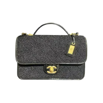CHANEL Woolen Messenger Bag, Flap Bag, Portable Crossbody Bag, Shoulder Bag Regular Women's Black