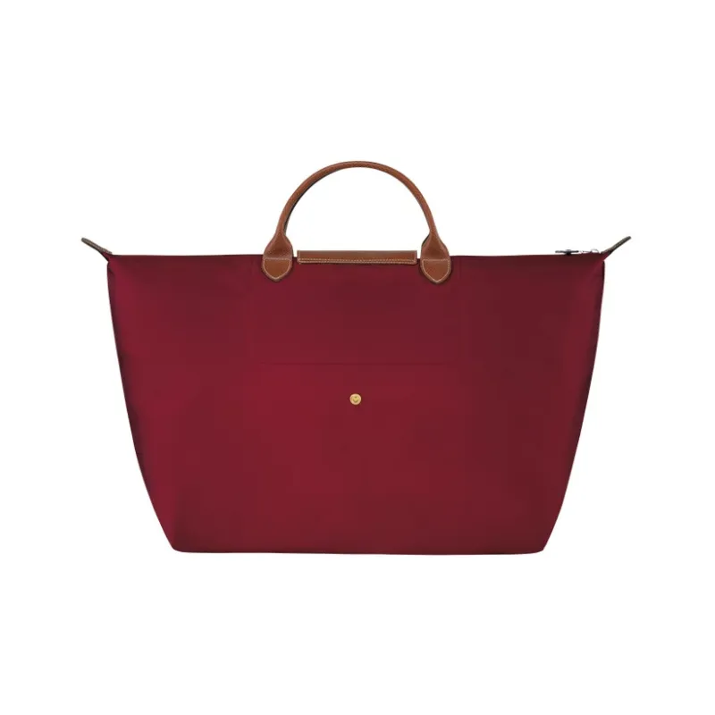 LONGCHAMP Le Pliage Cow Leather Trim Portable One Shoulder Travel Bag Large Size Women's Red-2