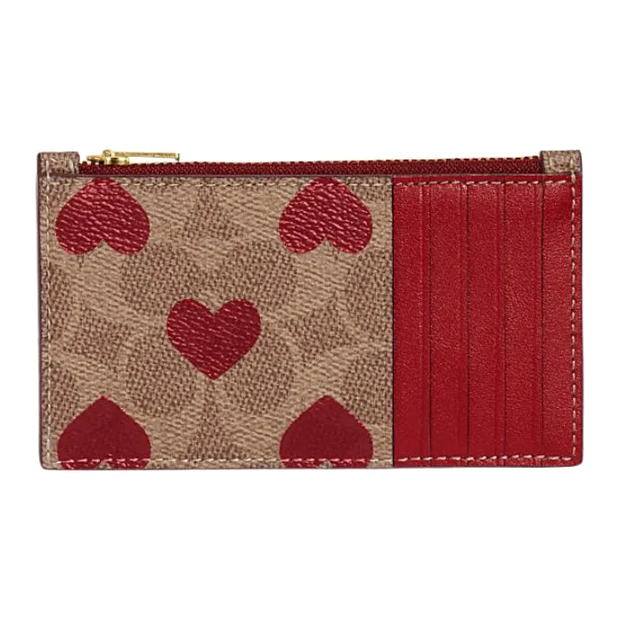 COACH Card Case With Cow Leather Card Holder Mini Women's Brown-2