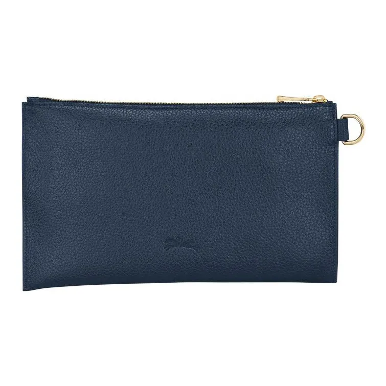 LONGCHAMP Le Foulonné Cow Leather Clutch Women's Blue-2