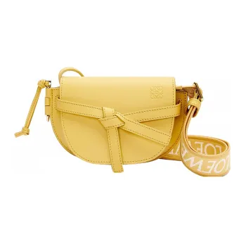 LOEWE Gate Soft Cow Leather Shoulder Bag Crossbody Bag Mini Women's Peach Symbol Yellow