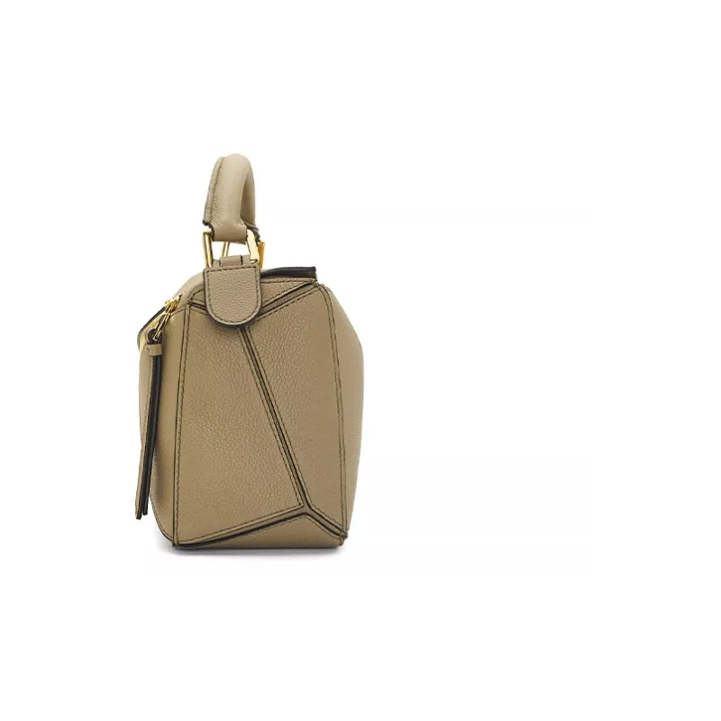 LOEWE Puzzle Bag In Soft Grained Calfskin Small Artichoke Green-2