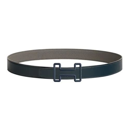 HERMES Leather Belts Men Blue Gray