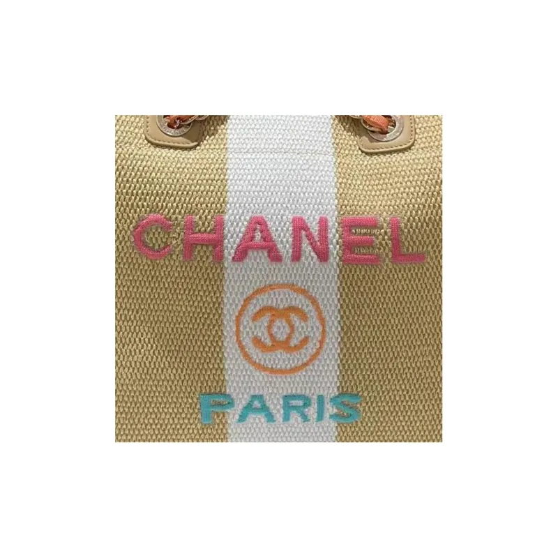 CHANEL Fabric Beach Bag, Tote Bag, Shopping Bag, Shoulder Bag, Crossbody Bag, Handbag Women's Multicolor-1