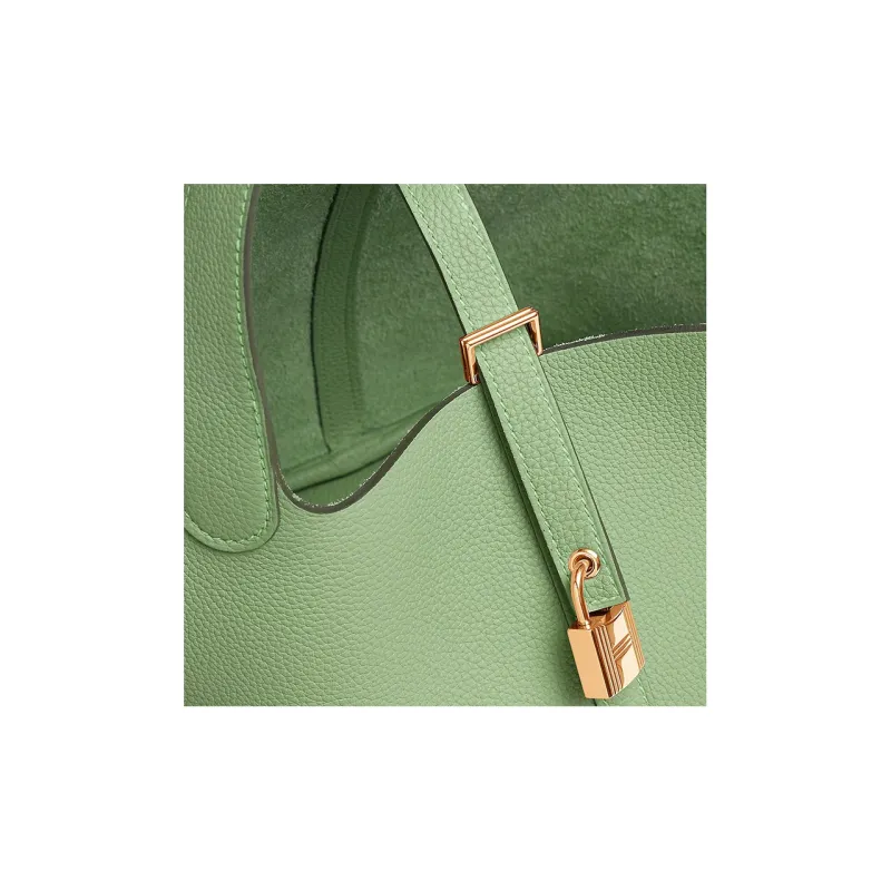 HERMES Picotin Lock Taurillon Maurice Leather Basket Bag Handbag Bucket Bag Women's 3I Vert Criquet Avocado Green-4