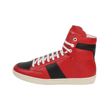 SAINT LAURENT PARIS High Top Stylish Skateboarding Shoes Men's Red Black