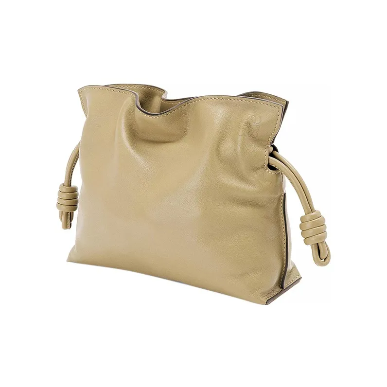 LOEWE Flamenco Nappa Cow Leather One Shoulder Crossbody Clutches Mini Women's Earth Green-1