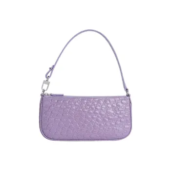 By Far Rachel Crocodile Embossed Cow Leather Handbag, Shoulder Bag Women's Haze Purple