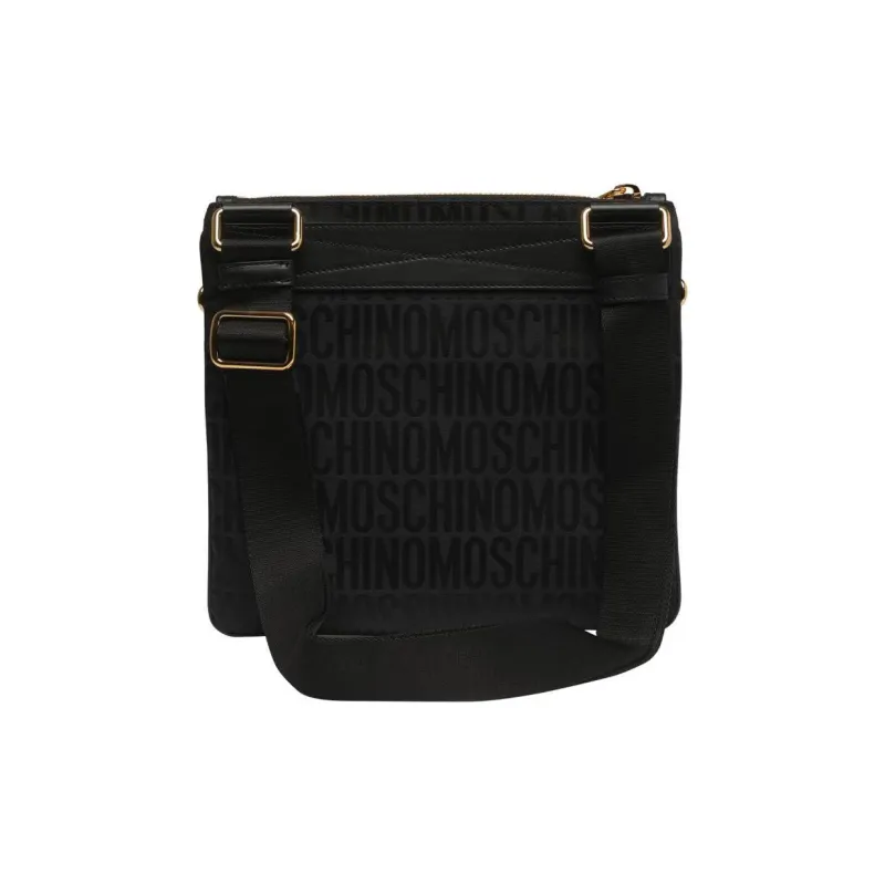 MOSCHINO Fabric With Calfskin Detail Messenger Bag Shoulder Bag Crossbody Bag Men's Black-2