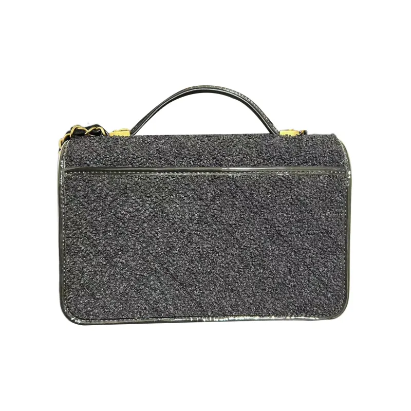 CHANEL Woolen Messenger Bag, Flap Bag, Portable Crossbody Bag, Shoulder Bag Regular Women's Black-1