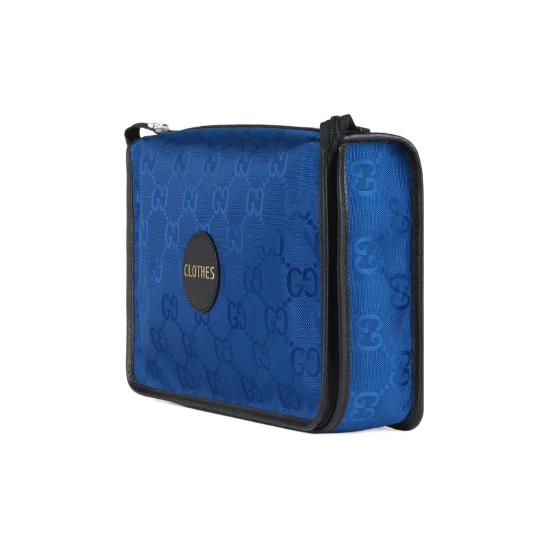 GUCCI Off The Grid Recycled Nylon Fabric Square Bag Storage Bag Clutch Toiletry Bag Medium Size Men's Blue-1