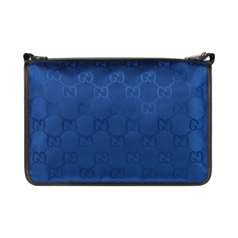 GUCCI Off The Grid Recycled Nylon Fabric Square Bag Storage Bag Clutch Toiletry Bag Medium Size Men's Blue-2
