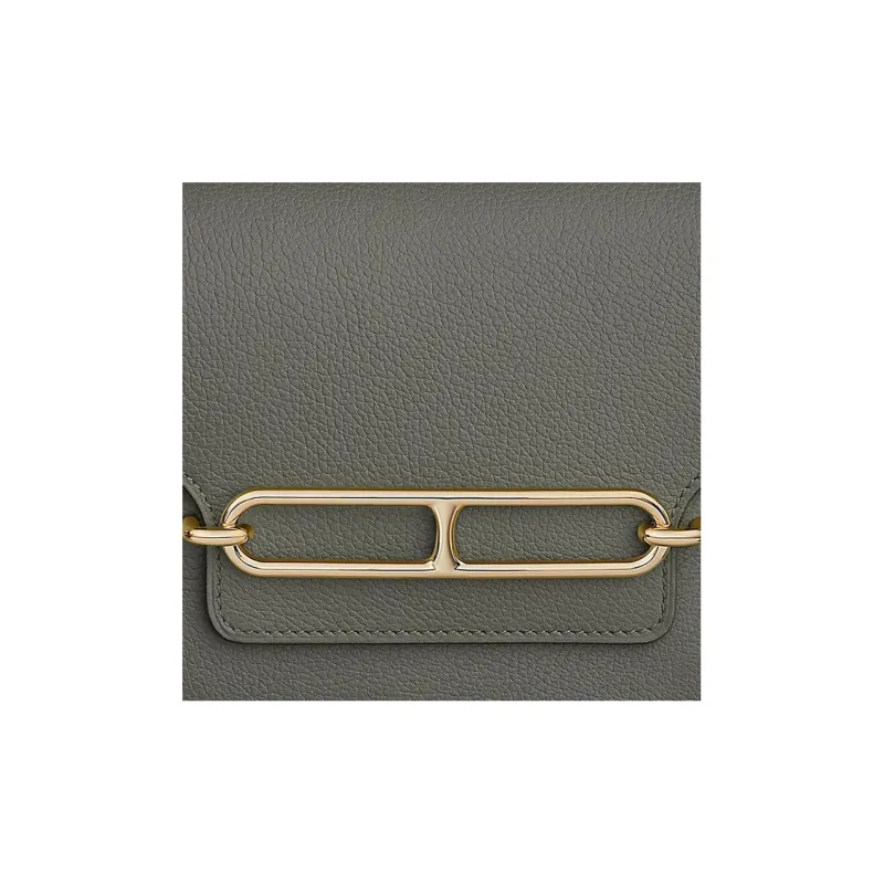 HERMES Roulis Evercolor Calfskin Pig Nose Crossbody Bag Coin Purse Wallet Women's 0L Grismeyer Cumulus Gray-3