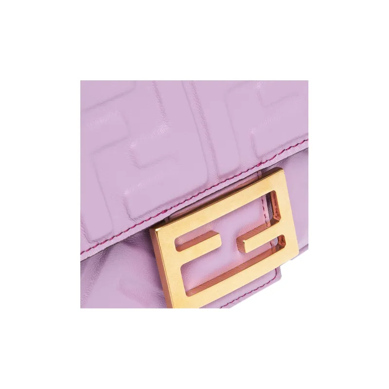 FENDI Baguette Sheepskin Portable Crossbody Bag Shoulder Bag Medium Size Women's Purple-4
