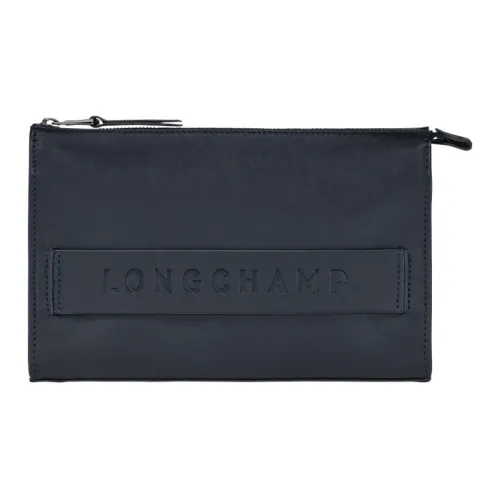 LONGCHAMP 3D Calfskin Patchwork Leather Trim Clutch Men's Blue