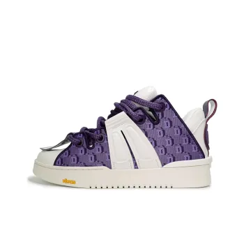 D.Desirable x Palladium Law Stone Collection Embroidered Puffy Shoes Mid Top Skateboard Shoes Women's Purple White