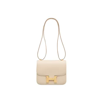 HERMES Constance Epsom Leather Shoulder Bag Crossbody Bag Mini Women's 10 Craie Milkshake White