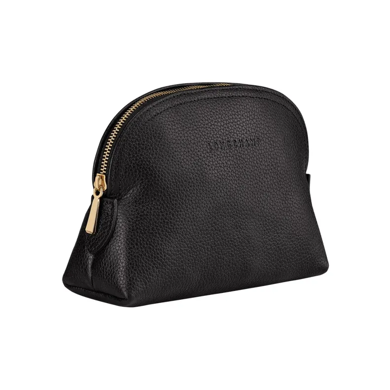 LONGCHAMP Le Foulonné Cow Leather Clutch Small Size Women's Black-1