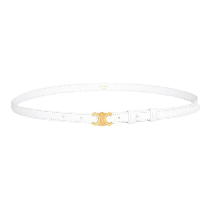 CELINE Fashion Trend Casual Smooth Buckle Leather Belts Women's White-1
