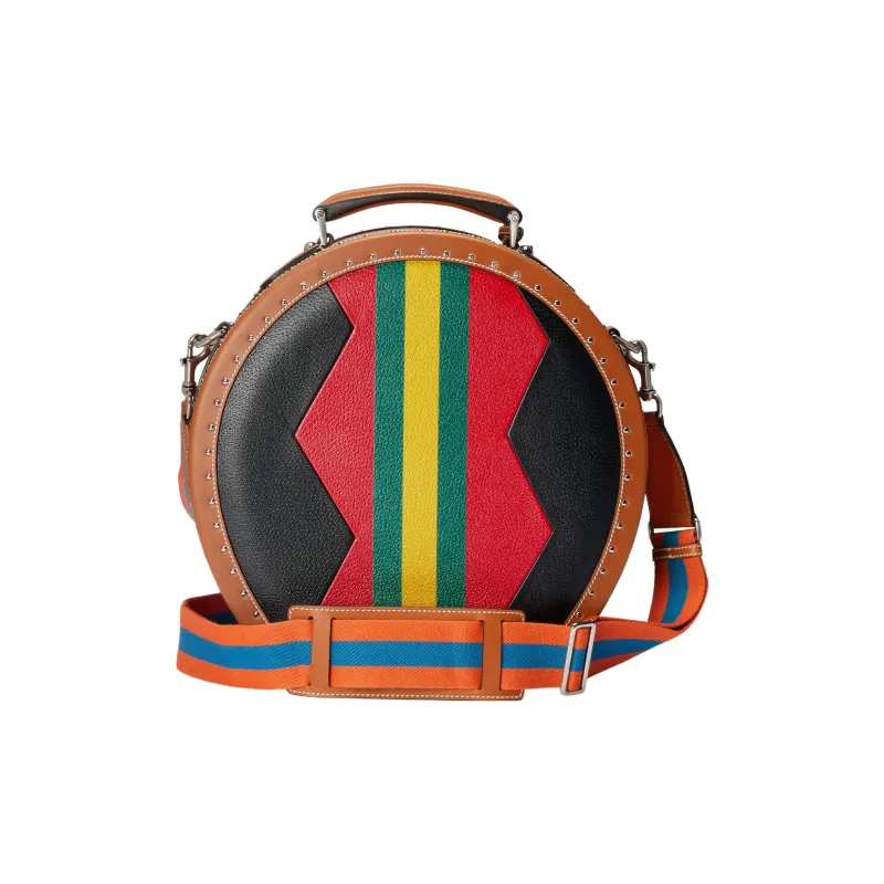 GUCCI Leather Hats & Caps Box Portable Crossbody Bag Shoulder Bag Small Size Men's Black/Red-2