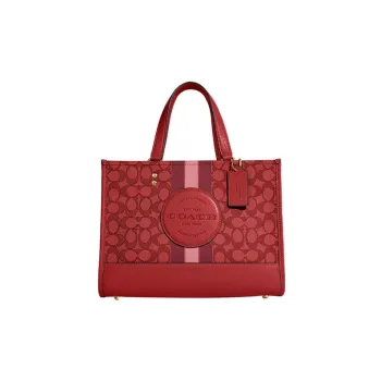 COACH Dempsey Jacquard Fabric With Pebbled Leather Shoulder Bag, Crossbody Bag, Handbag Tubas Women's Red