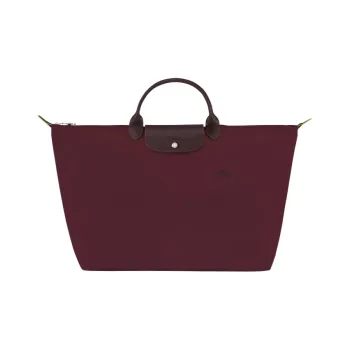 LONGCHAMP Le Pliage Green Canvas With Leather Trim Handbag, Canvas Bag, Travel Bag Tubas Women's Red