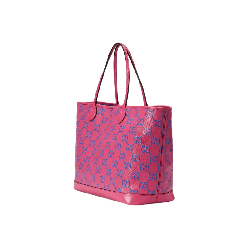 GUCCI Leather Tote Bag, Shopping Bag, Shoulder Bag, Handbag Tubas Women's Fuchsia/Blue-1
