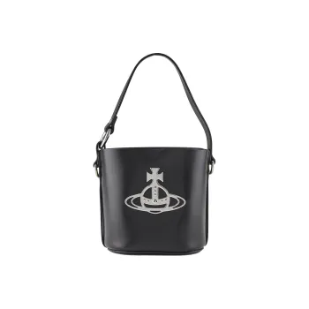 Vivienne Westwood DAISY Calfskin Bucket Bag, Portable Crossbody Bag, Shoulder Bag Women's Black