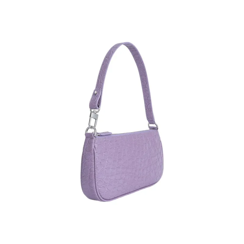 By Far Rachel Crocodile Embossed Cow Leather Handbag, Shoulder Bag Women's Haze Purple-1