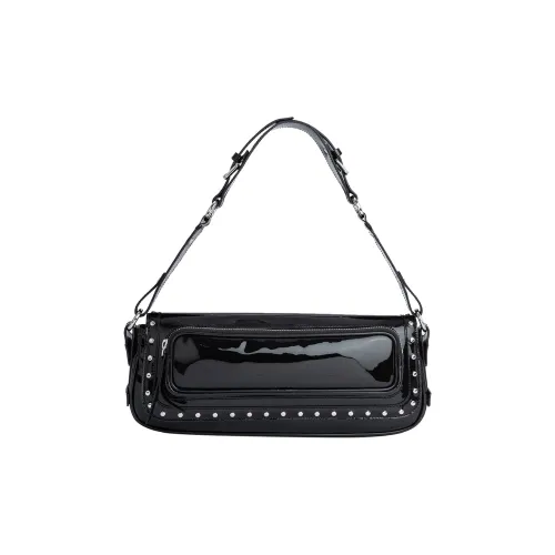By Far Patent Leather Cow Leather Handbag Shoulder Bag Women's Black