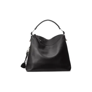 Polo Ralph Lauren Calfskin Saddle Bag Shoulder Bag Crossbody Bag Handbag Medium Size Women's Black