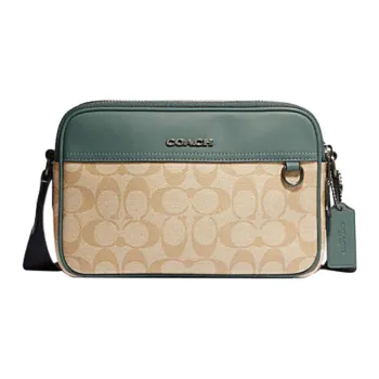 COACH Graham Cow Leather Shoulder Bag, Crossbody Bag Medium Size Men's Khaki & Green