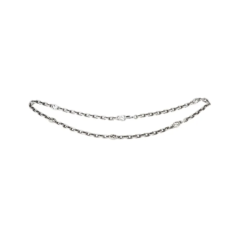 GUCCI Sterling Silver Interlocking G Necklace-4