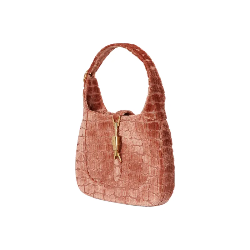 GUCCI Jackie 1961 Velvet Crescent Shoulder Bag Shoulder Bag Small Size Women's Pink-1