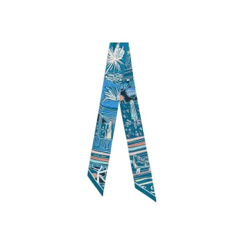 HERMES Mulberry Silk Scarves Women's Blue