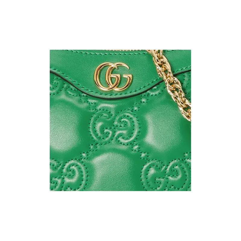 GUCCI GG Matelassé Leather Mahjong Shoulder Bag Shoulder Bags Handbags Women's Green-9